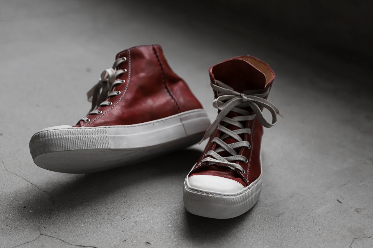 incarnation HIGH CUT LACE UP SNEAKER / HORSE FULL GRAIN (HAND DYED DARK RED)