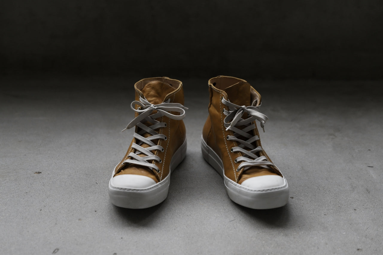 incarnation HIGH CUT LACE UP SNEAKER / HORSE FULL GRAIN (HAND DYED MUSTARD)