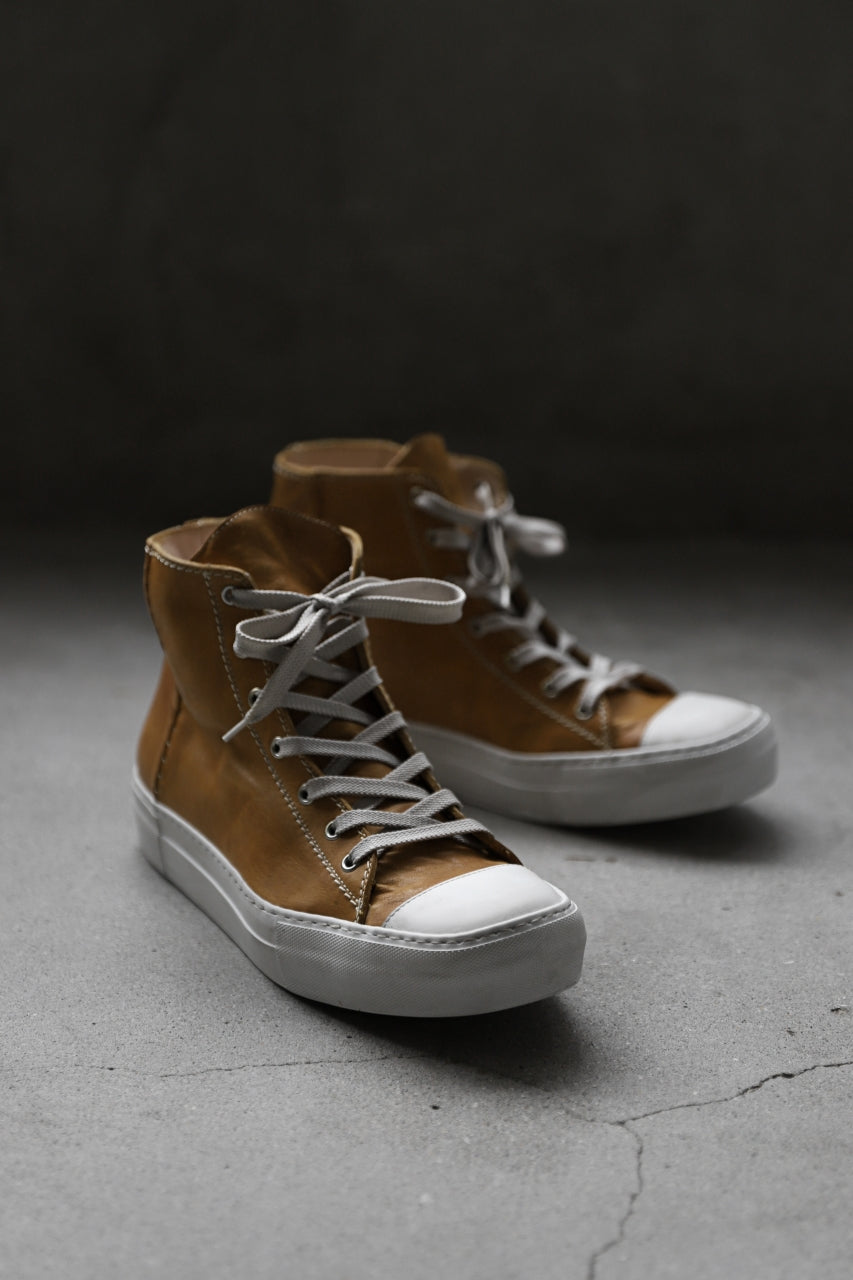incarnation HIGH CUT LACE UP SNEAKER / HORSE FULL GRAIN (HAND DYED MUSTARD)