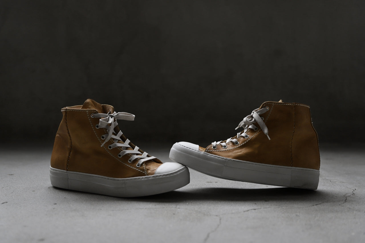 incarnation HIGH CUT LACE UP SNEAKER / HORSE FULL GRAIN (HAND DYED MUSTARD)