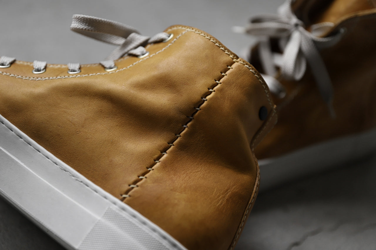 incarnation HIGH CUT LACE UP SNEAKER / HORSE FULL GRAIN (HAND DYED MUSTARD)