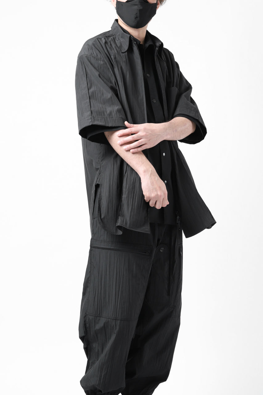 画像をギャラリービューアに読み込む, Y&#39;s.... WRINKLE TEXTURE LAYERED H/S SHIRT (BLACK)