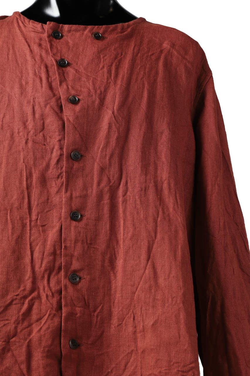 画像をギャラリービューアに読み込む, YUTA MATSUOKA round neck shirt / sulfur dyed washer linen (red)