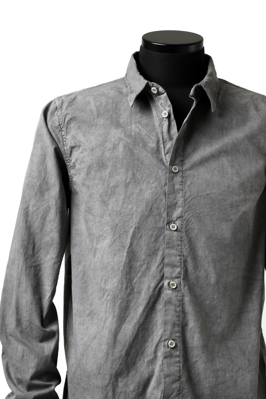 daub PLAIN COLLAR SHIRT / COLD DYED ORGANIC COTTON (GREY)