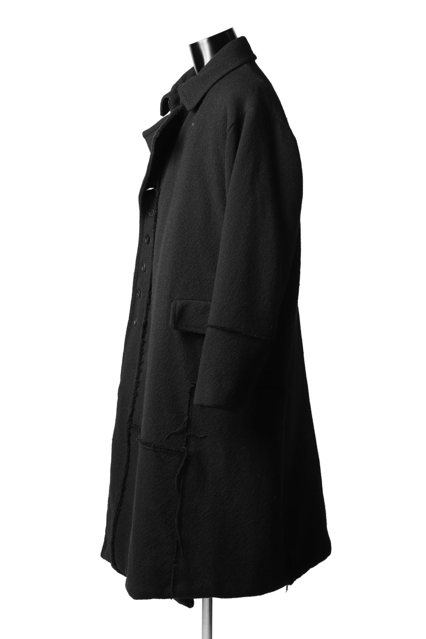 KLASICA HM-C DOUBLE BREASTED COAT with BONDED LINING / WOOLxSILK BOLD DUNGAREES (BLACK)