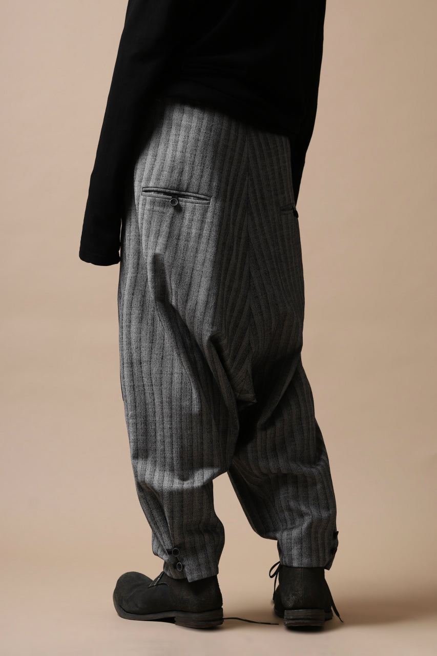 SOSNOVSKA exclusive CLOWN STYLE PANTS / HERRINGBONE WOOL STRETCH (GREY STRIPE)