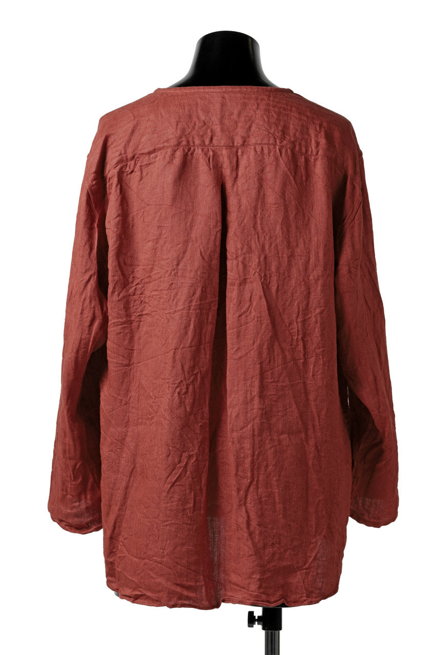 YUTA MATSUOKA round neck shirt / sulfur dyed washer linen (red)