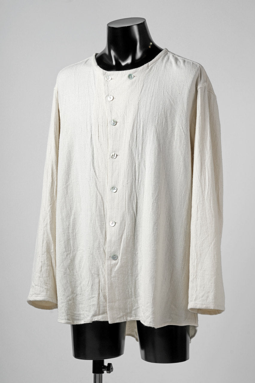 Load image into Gallery viewer, YUTA MATSUOKA round neck fly front shirts / cotton silk nep viera (white)