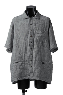 _vital pocket half sleeve shirt / linen (BEIGE STRIPE)