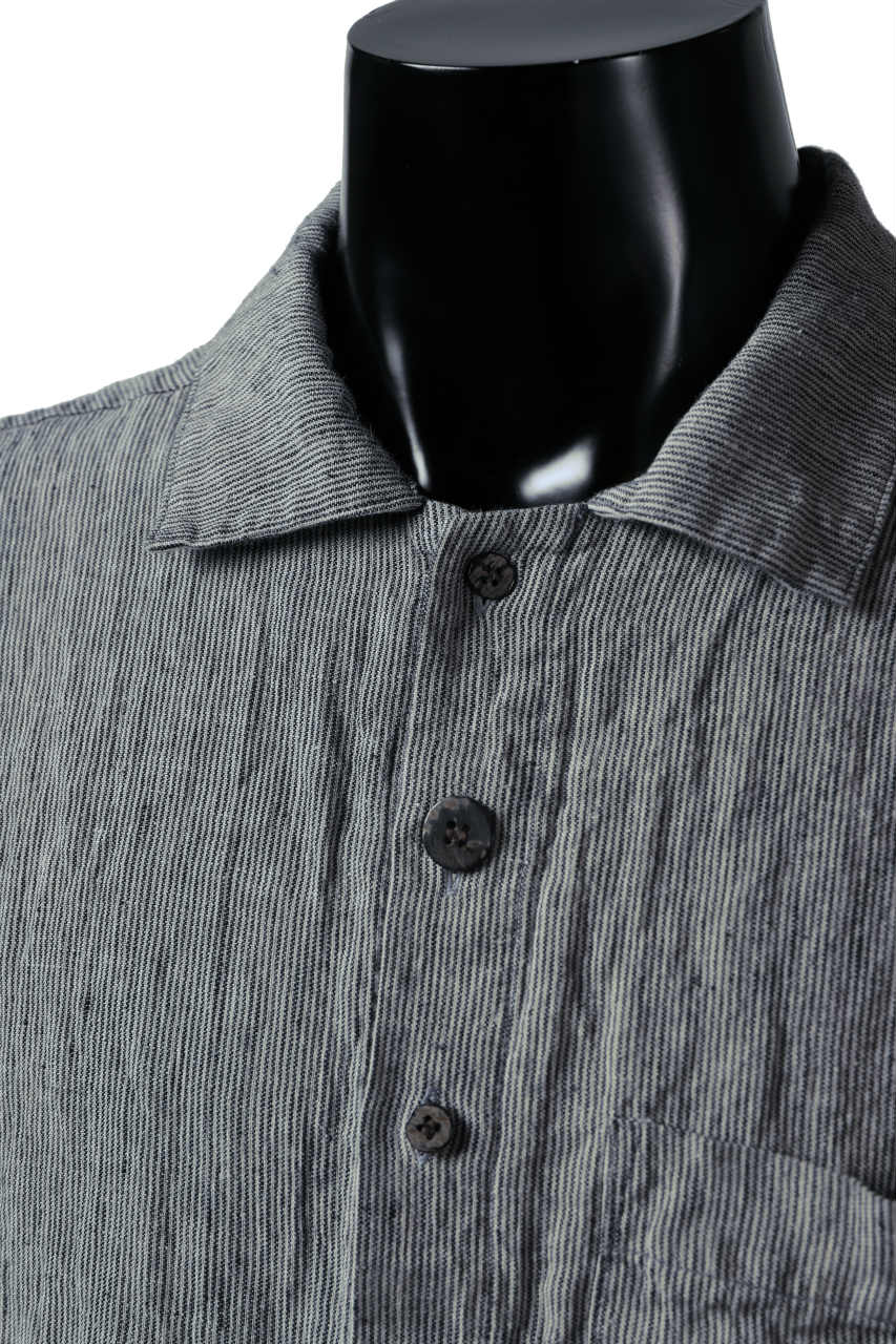 _vital short sleeve coverall shirt / thin stripe linen (BEIGE)