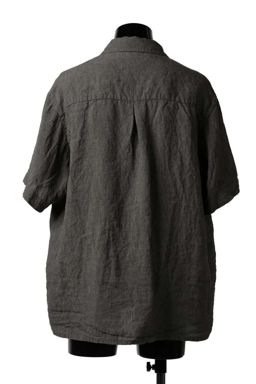 _vital short sleeve coverall shirt / thin stripe linen (GREY)