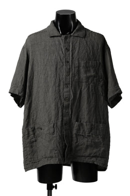_vital pocket half sleeve shirt / linen (GREY STRIPE)