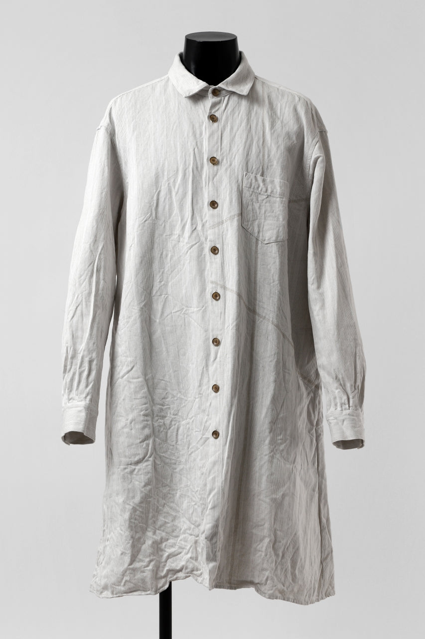 YUTA MATSUOKA long shirt / washed co/li stripe (off white)