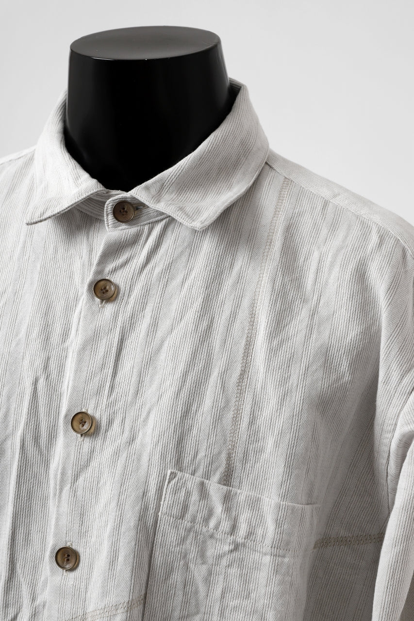 YUTA MATSUOKA shirt-coat / washed cotton linen stripe (off white)