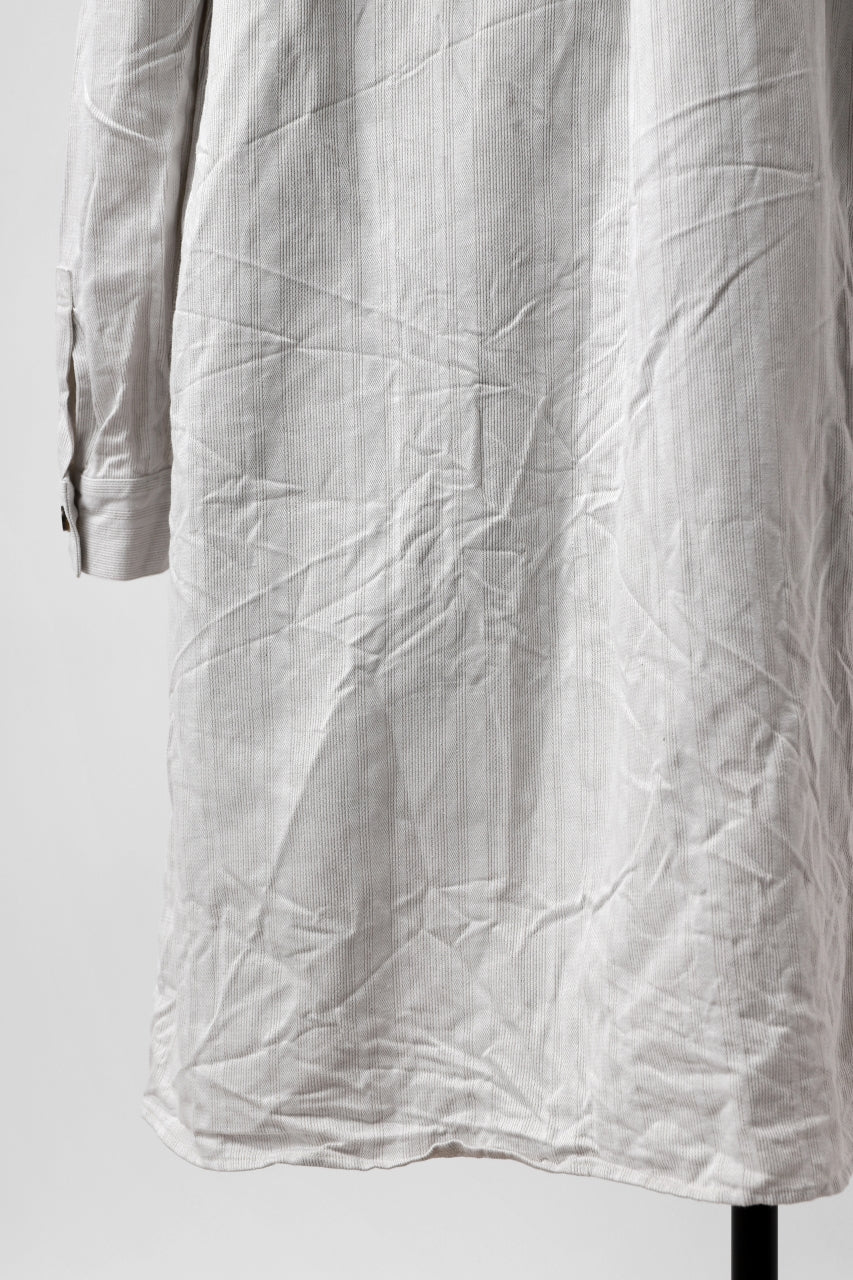 画像をギャラリービューアに読み込む, YUTA MATSUOKA shirt-coat / washed cotton linen stripe (off white)