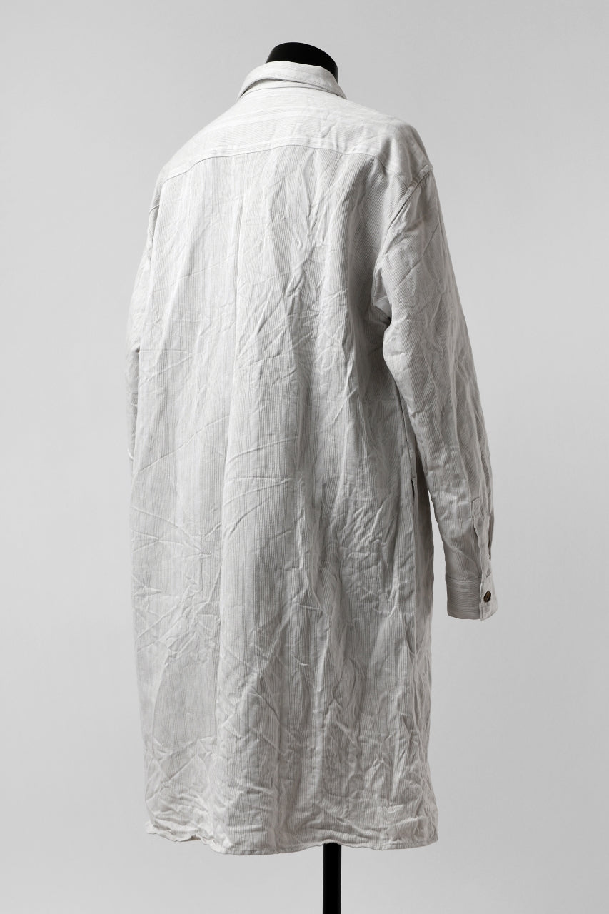 YUTA MATSUOKA shirt-coat / washed cotton linen stripe (off white)