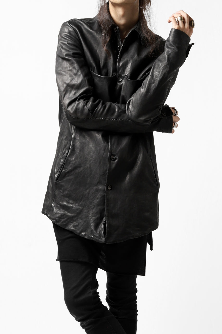 Load image into Gallery viewer, incarnation SHEEP LEATHER SHIRT JACKET / OBJECT DYED (BLACK)