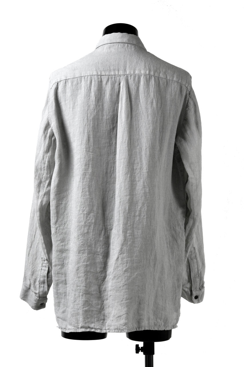 画像をギャラリービューアに読み込む, _vital button fly linen shirt / sumi dyed (LIGHT GREY)