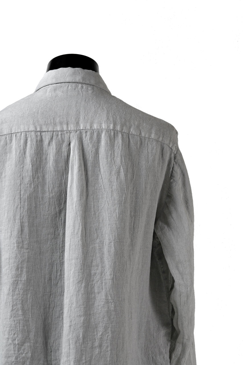 _vital button fly linen shirt / sumi dyed (LIGHT GREY)