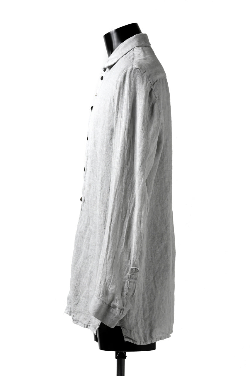 _vital button fly linen shirt / sumi dyed (LIGHT GREY)