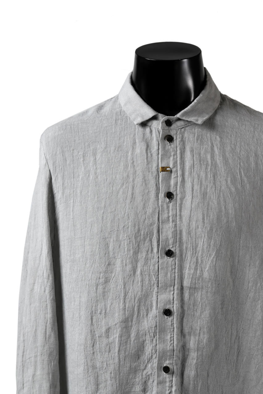 _vital button fly linen shirt / sumi dyed (LIGHT GREY)