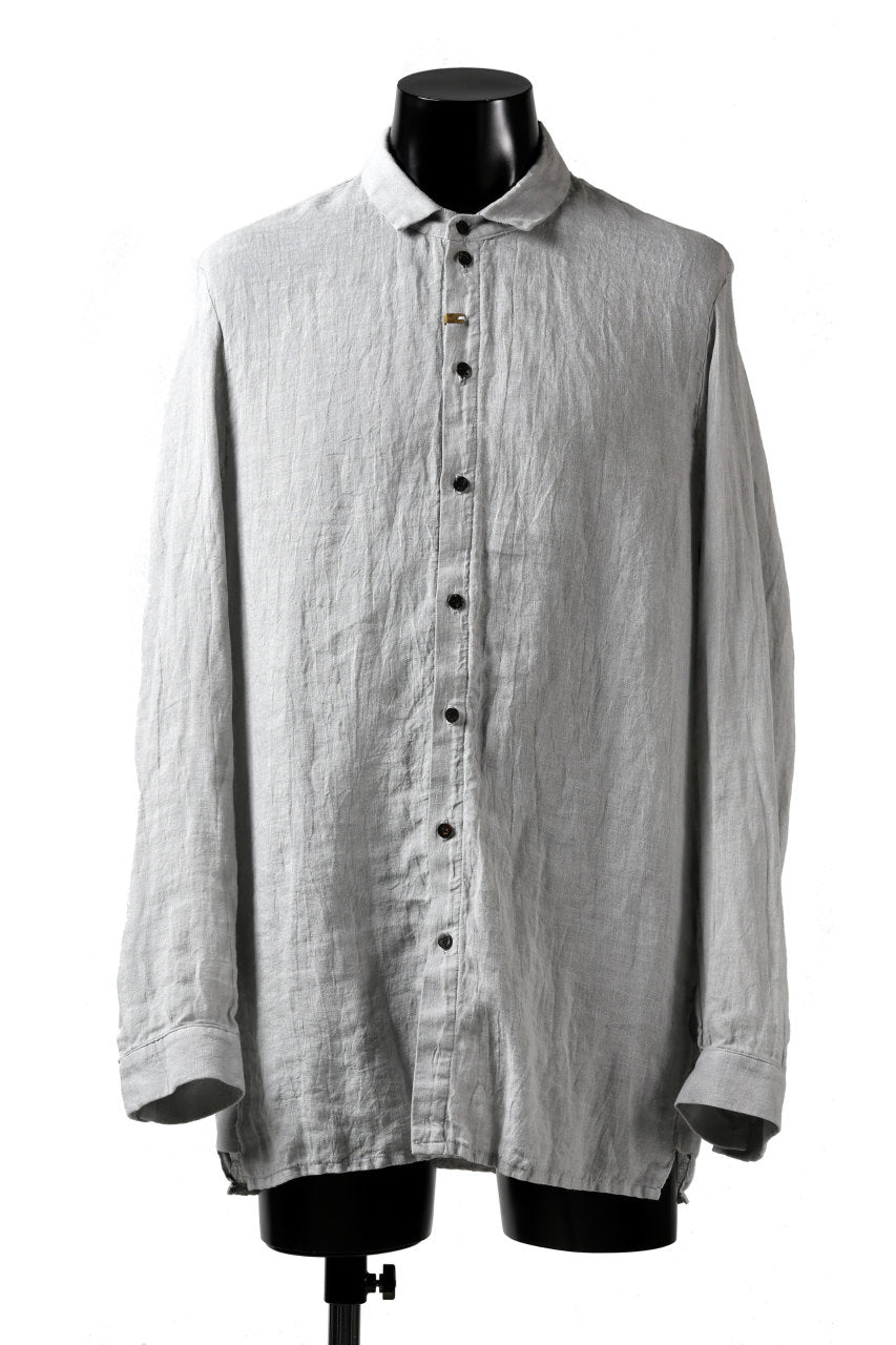 _vital button fly linen shirt / sumi dyed (LIGHT GREY)