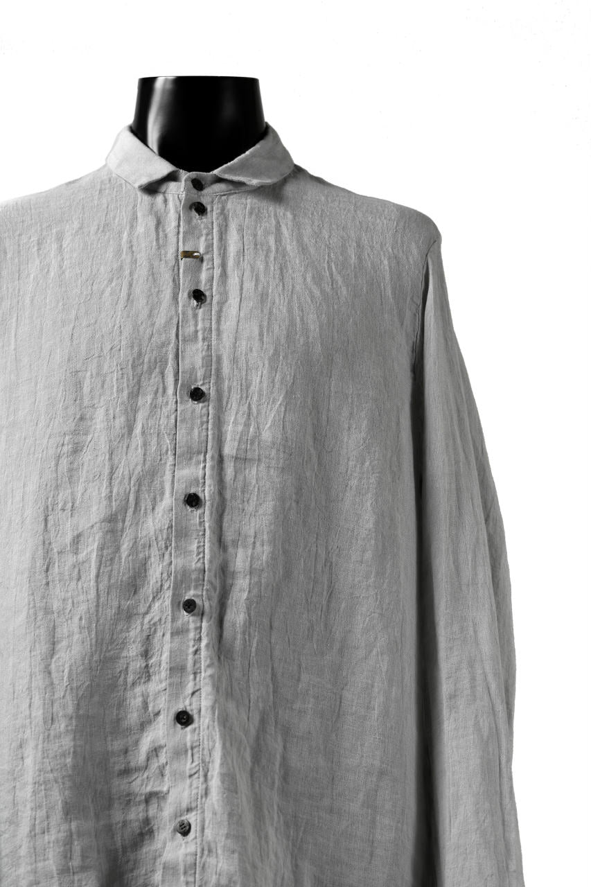 画像をギャラリービューアに読み込む, _vital button fly linen shirt / sumi dyed (LIGHT GREY)