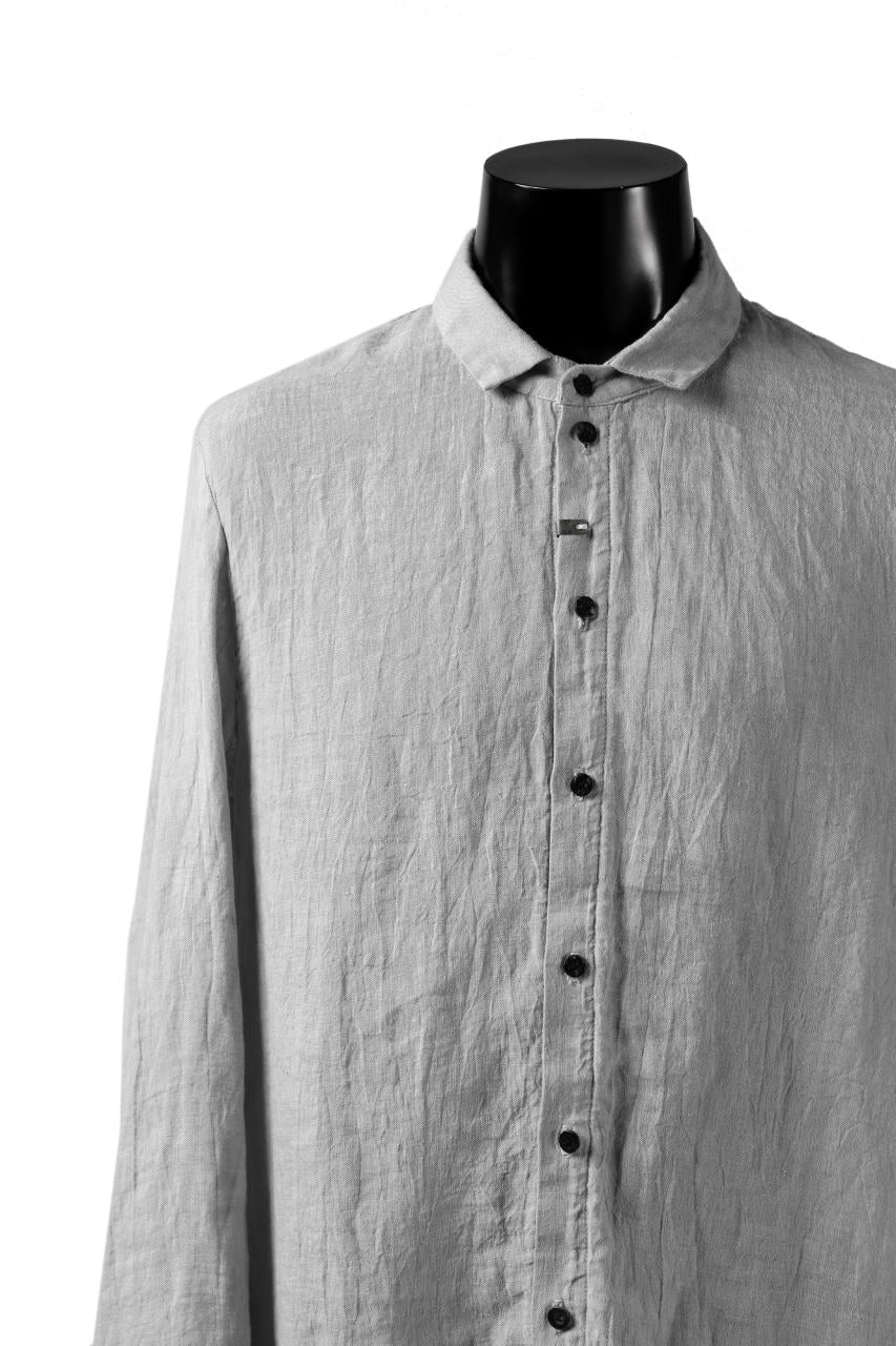 _vital button fly linen shirt / sumi dyed (LIGHT GREY)