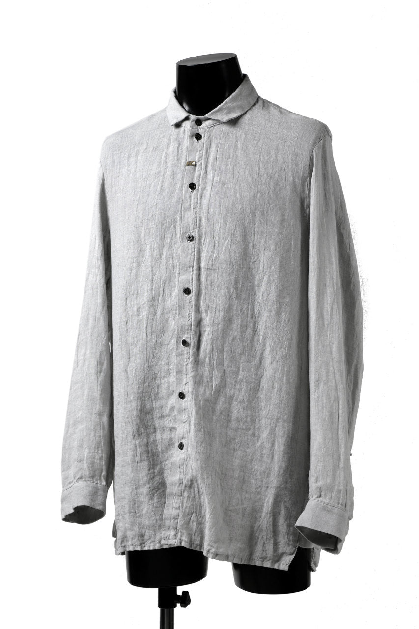 _vital button fly linen shirt / sumi dyed (LIGHT GREY)