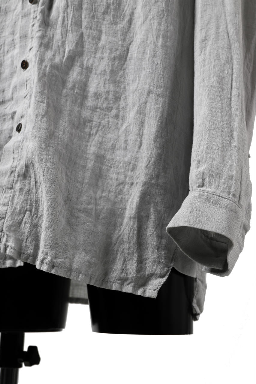 _vital button fly linen shirt / sumi dyed (LIGHT GREY)