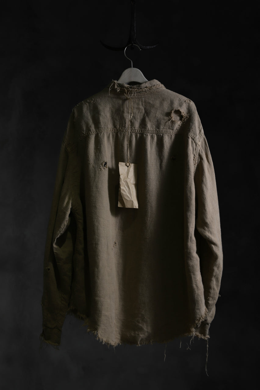 画像をギャラリービューアに読み込む, RESURRECTION HANDMADE vintage damage linen work shirt (SAND BEIGE)
