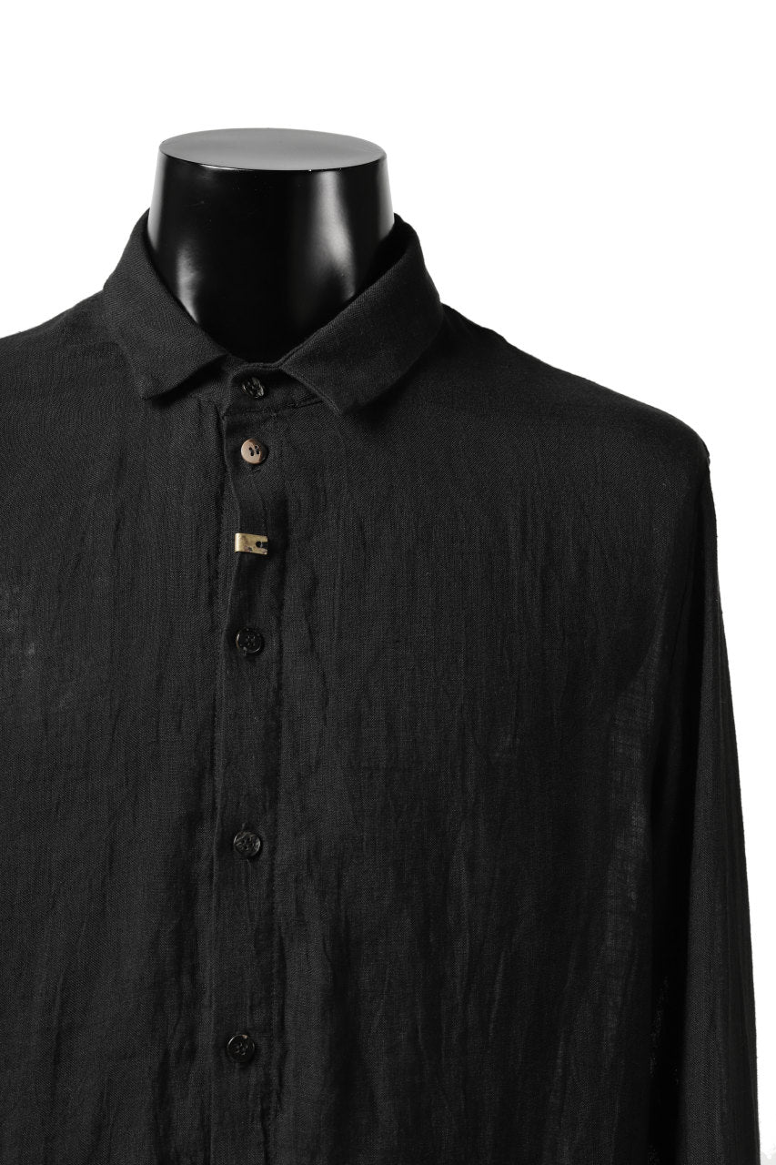 _vital button fly front shirt / organic linen (BLACK)