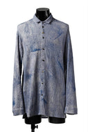 _vital button fly linen shirt / kasuri print (BLUE)