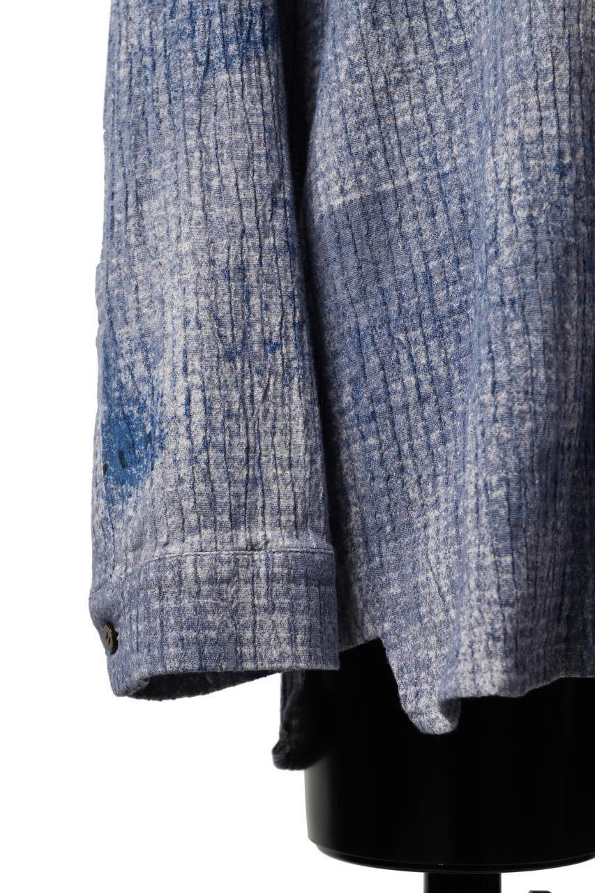 画像をギャラリービューアに読み込む, _vital button fly linen shirt / kasuri print (BLUE)