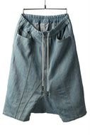 ISAMU KATAYAMA BACKLASH SARROUEL SHORT PANTS / COTTON LINEN DENIM (INDIGO)