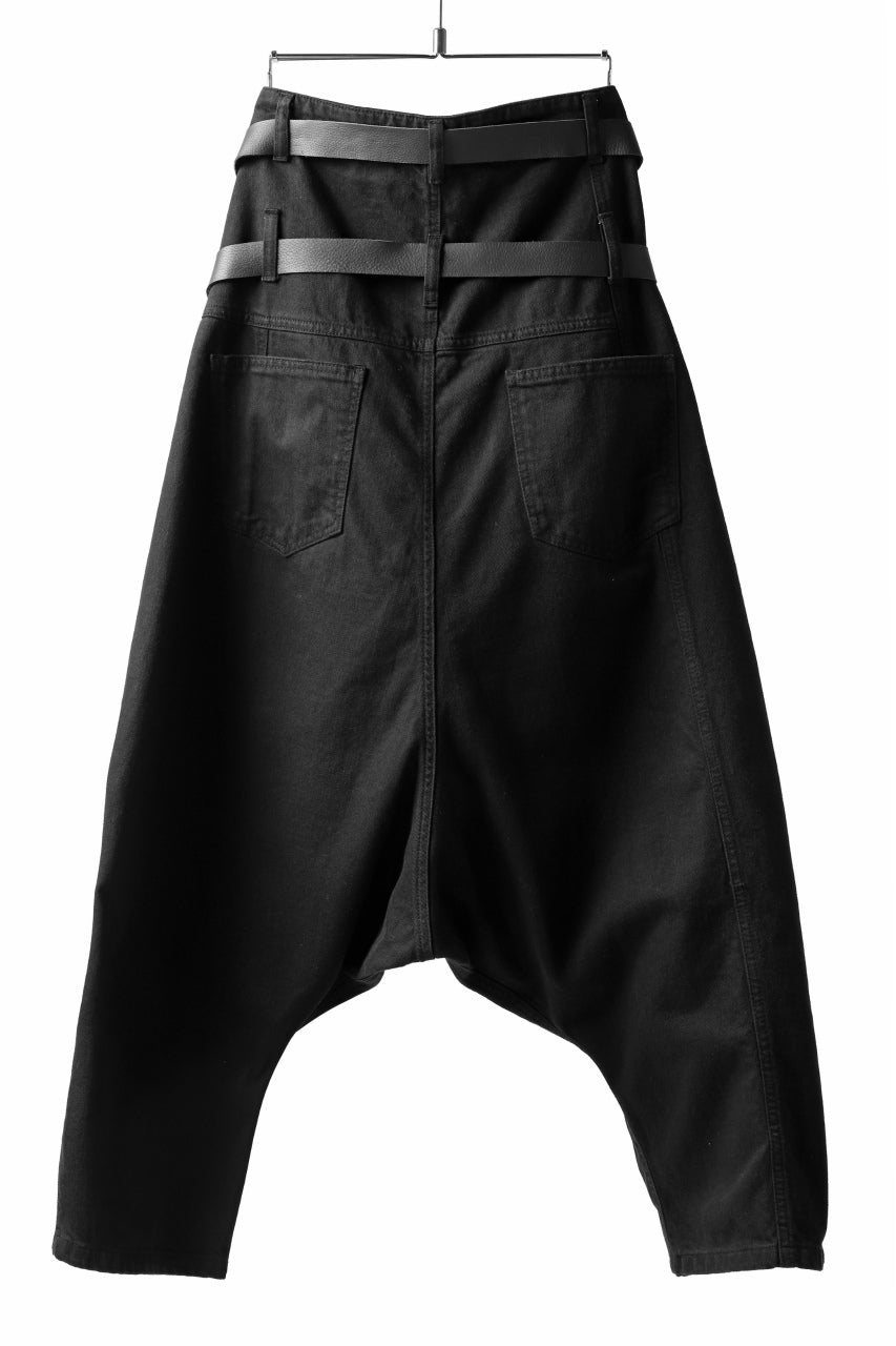 PAL OFFNER EXTREME LOW TROUSERS with DOUBLE BELT / DENIM (BLACK)の 