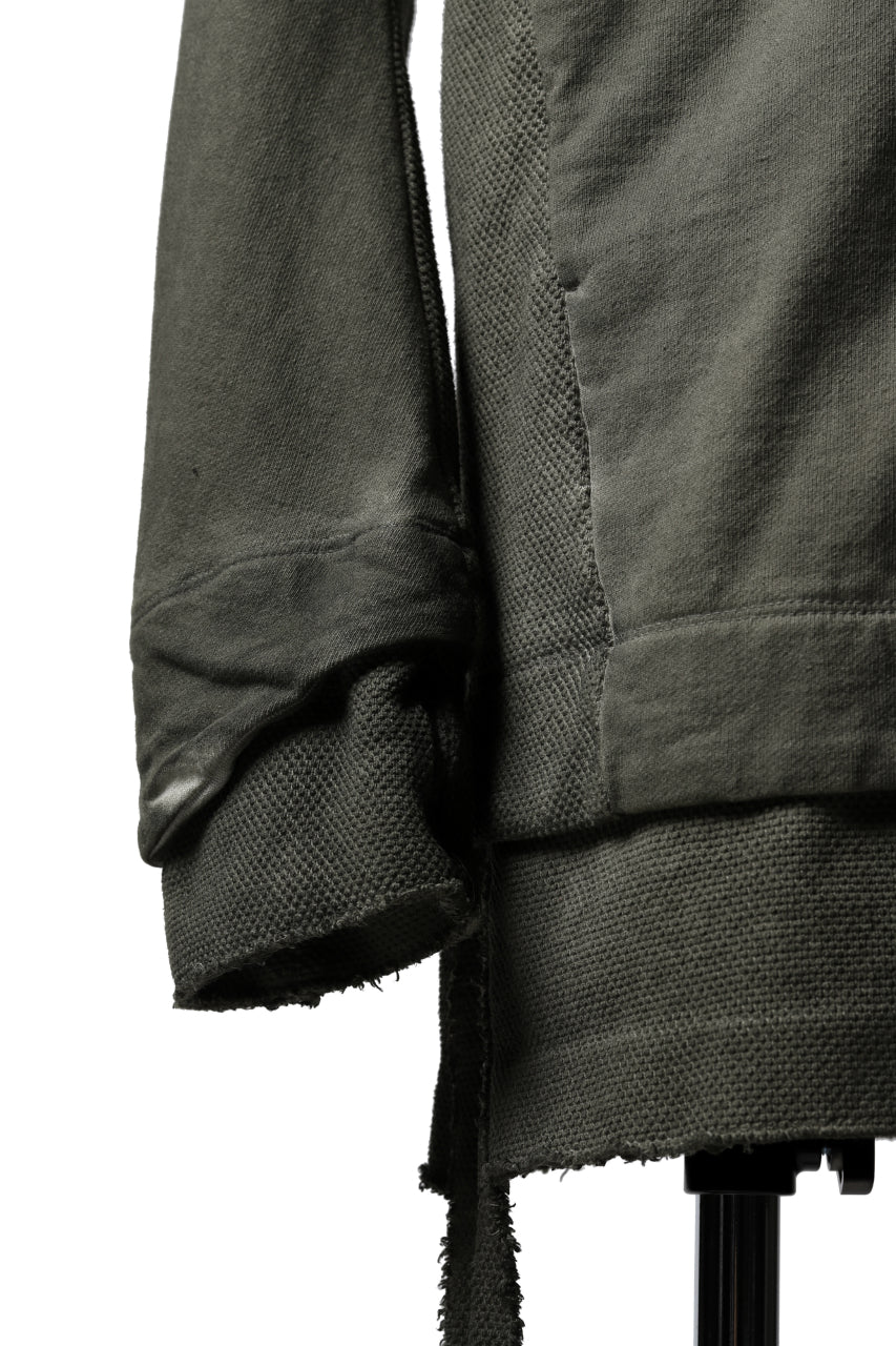 A.F ARTEFACT LAYERED LONG ZIP HOODIE JACKET / SWITCH FABRIC (COLD DYED KHAKI)