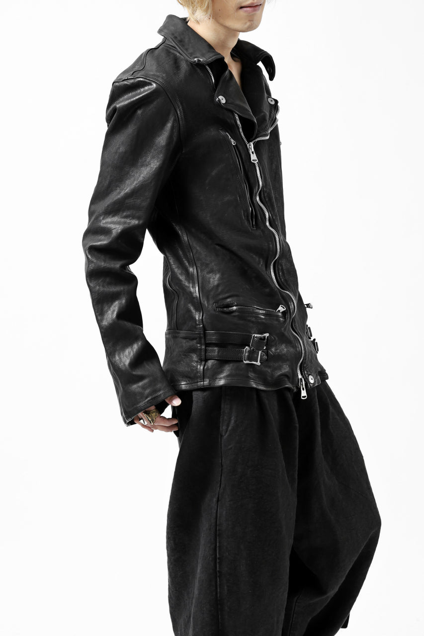 ISAMU KATAYAMA BACKLASH exclusive DOUBLE RIDERS JACKET / JP-CALF GARMENT WASHED (BLACK)