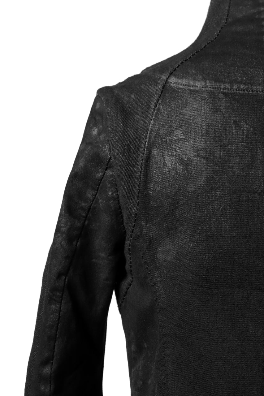 A.F ARTEFACT SHAWL COLLAR JACKET / SWITCH DENIM FABRIC (COATED BLACK)