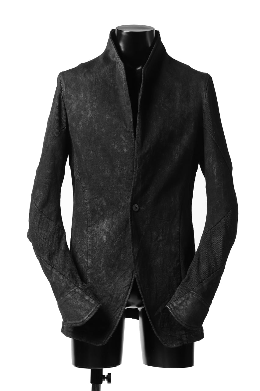 A.F ARTEFACT SHAWL COLLAR JACKET / SWITCH DENIM FABRIC (COATED BLACK)