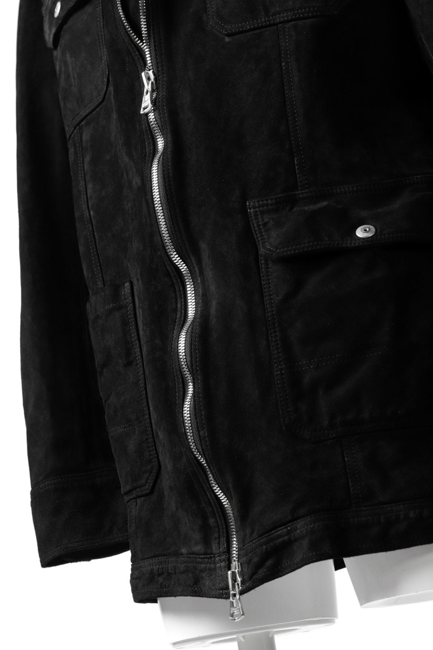 Load image into Gallery viewer, ISAMU KATAYAMA BACKLASH SUEDE COVER ALL BLOUSON / JAPAN CALF (WHITE TANNED / BLACK)