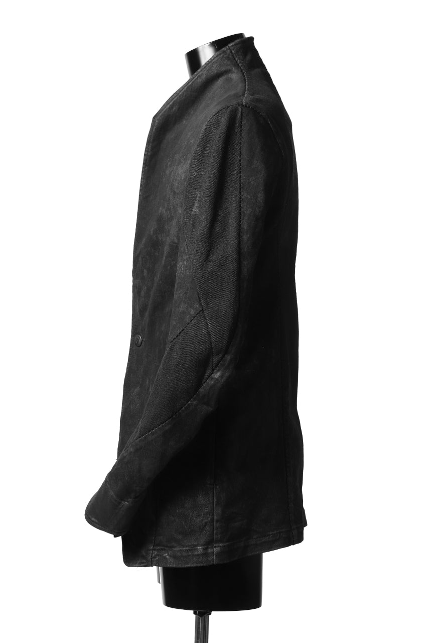 A.F ARTEFACT SHAWL COLLAR JACKET / SWITCH DENIM FABRIC (COATED BLACK)