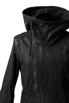 Load image into Gallery viewer, A.F ARTEFACT HOODIE BIAS ZIP BLOUSON / SWITCH DENIM FABRIC (COATED BLACK)