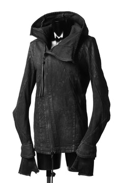 Load image into Gallery viewer, A.F ARTEFACT HOODIE BIAS ZIP BLOUSON / SWITCH DENIM FABRIC (COATED BLACK)