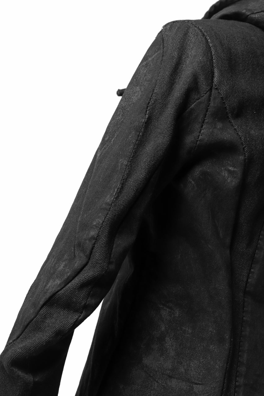 A.F ARTEFACT HOODIE BIAS ZIP BLOUSON / SWITCH DENIM FABRIC (COATED BLACK)