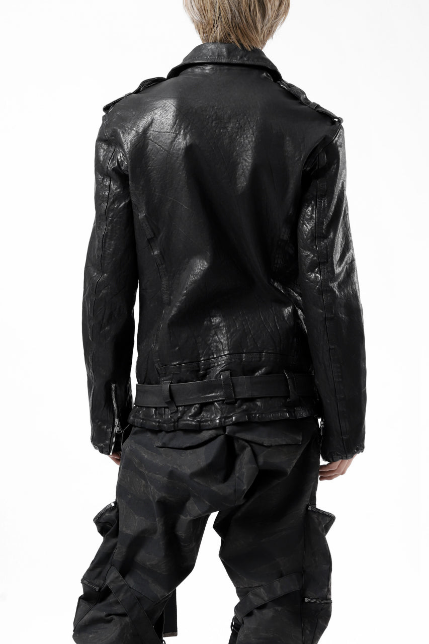 ISAMU KATAYAMA BACKLASH DOUBLE BREASTED JACKET / DOUBLE-SHOULDER OBJECT DYED (BLACK)