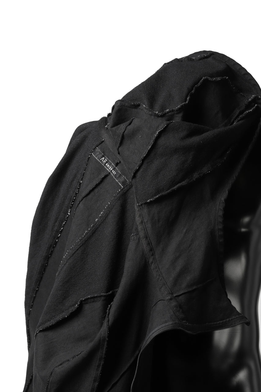 Load image into Gallery viewer, A.F ARTEFACT HOODIE BIAS ZIP BLOUSON / SWITCH DENIM FABRIC (COATED BLACK)