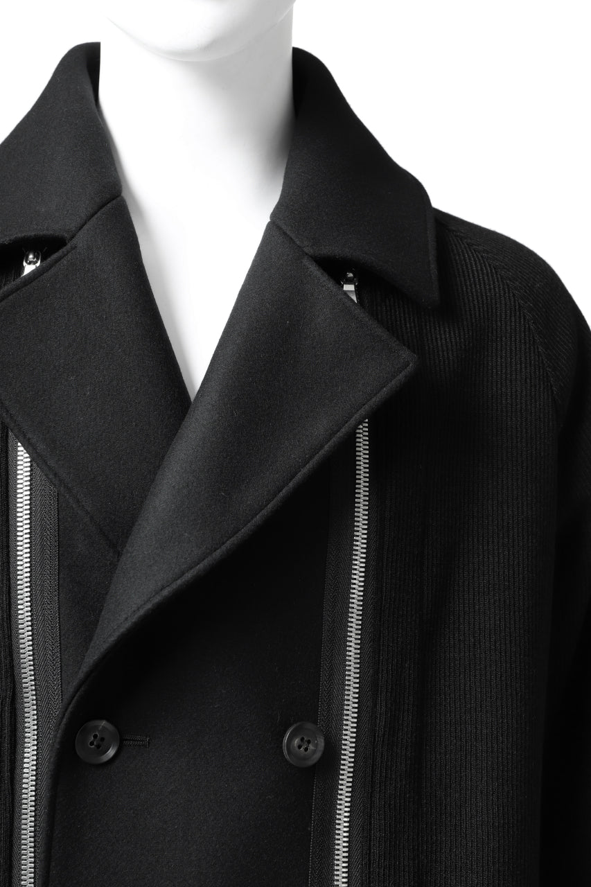 A.F ARTEFACT "COMBINED" DOUBLE BREASTED WOOL COAT (BLACK)