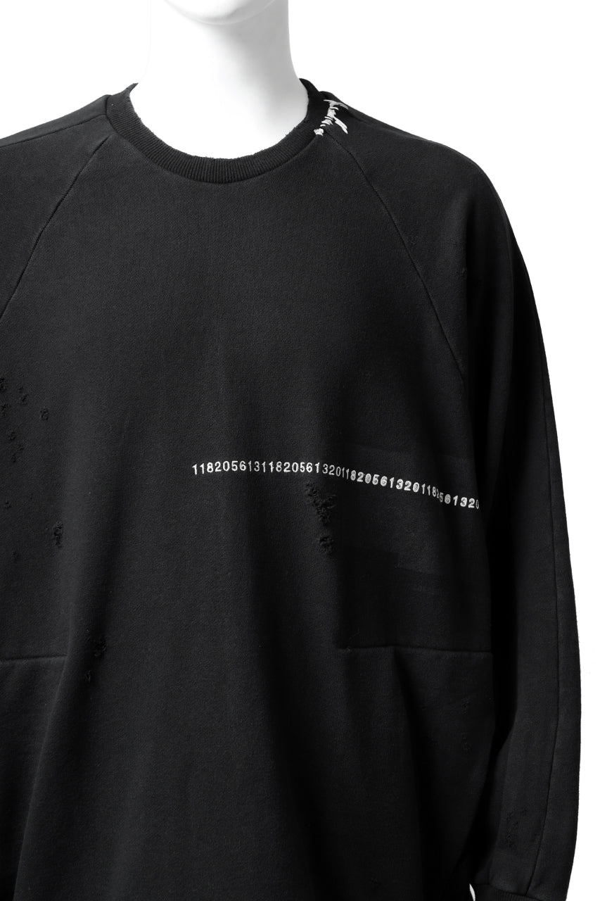 A.F ARTEFACT "FRAYED" DAMAGE LOOSEY SWEATER TOPS *EMBROIDERED(BLACK)