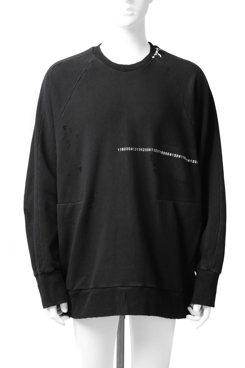 A.F ARTEFACT "FRAYED" DAMAGE LOOSEY SWEATER TOPS *EMBROIDERED(BLACK)